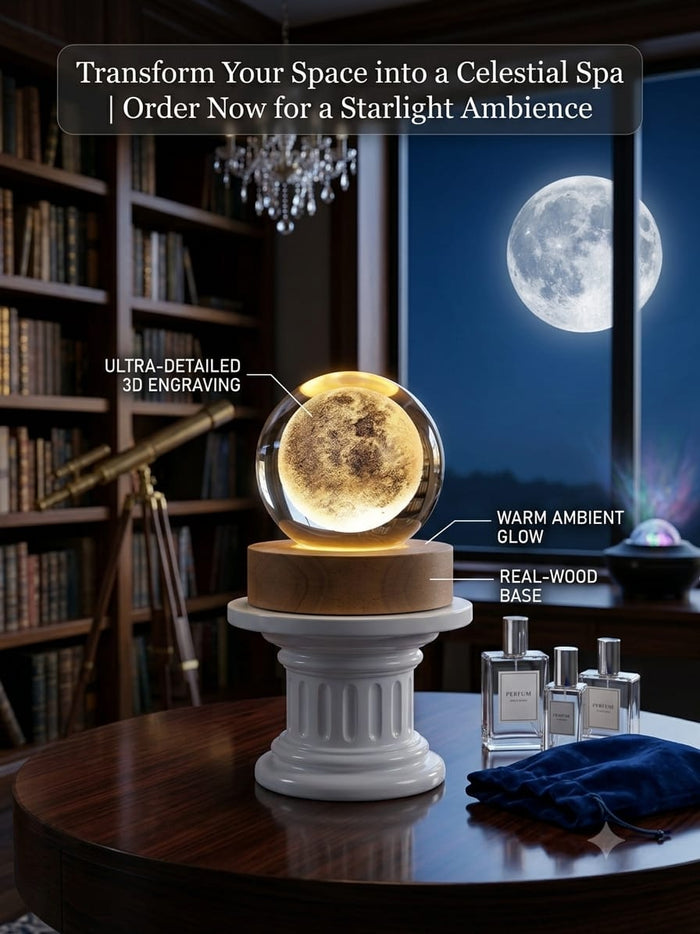 3D Crystal Ball Lamp – USB LED Night Light & Galaxy Planet Table Lamp
