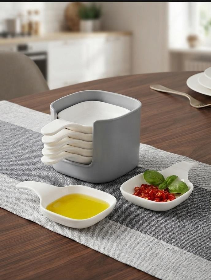 1 Set of 6 Pieces Food Sauce Dishes – Tomato Shape Dipping Bowls for Snacks & Seasoning