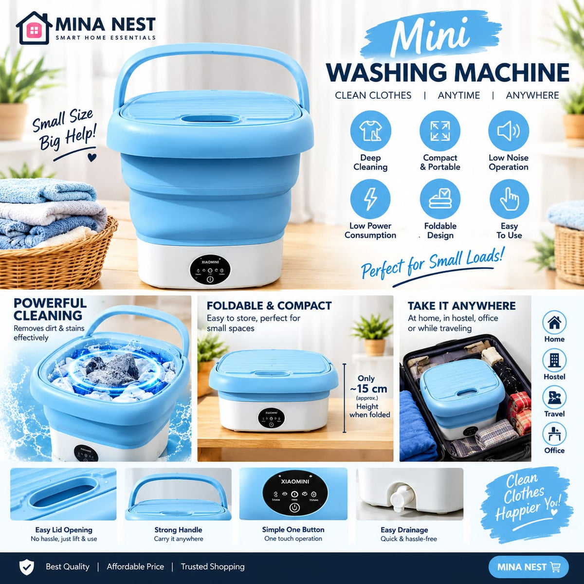 Mini Washing Machine - 2 in 1 Portable Washing Machine with Dryer