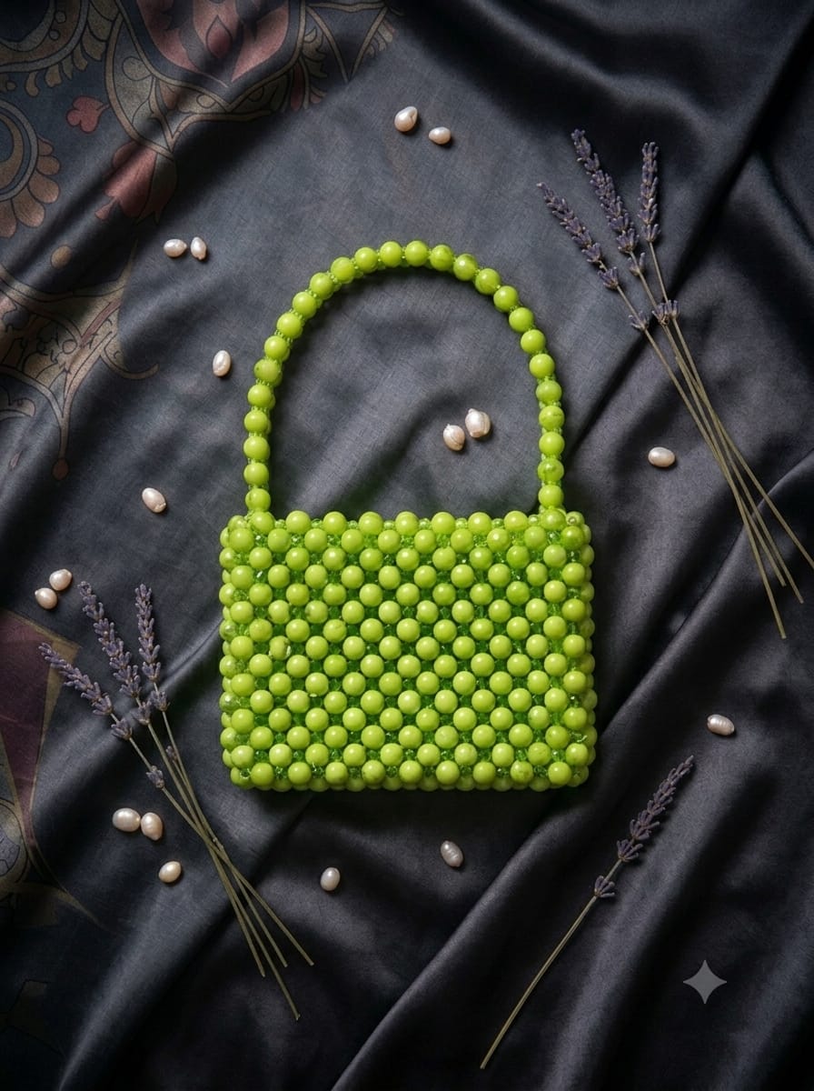 Handcrafted Beaded Mini Handbag – Trendy Aesthetic Pearl & Bead Shoulder Bag