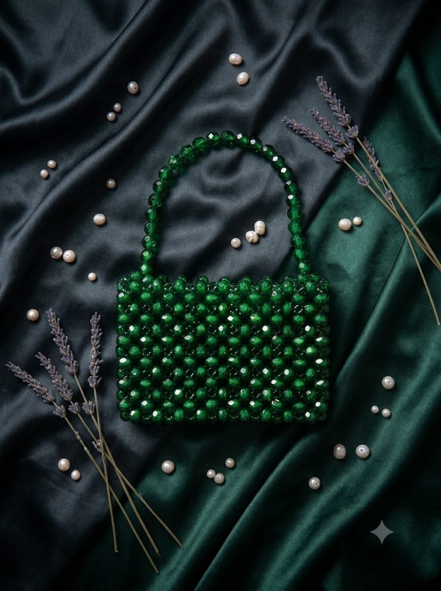 Handcrafted Beaded Mini Handbag – Trendy Aesthetic Pearl & Bead Shoulder Bag