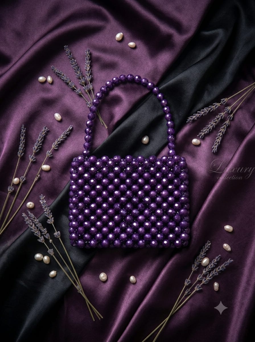Handcrafted Beaded Mini Handbag – Trendy Aesthetic Pearl & Bead Shoulder Bag