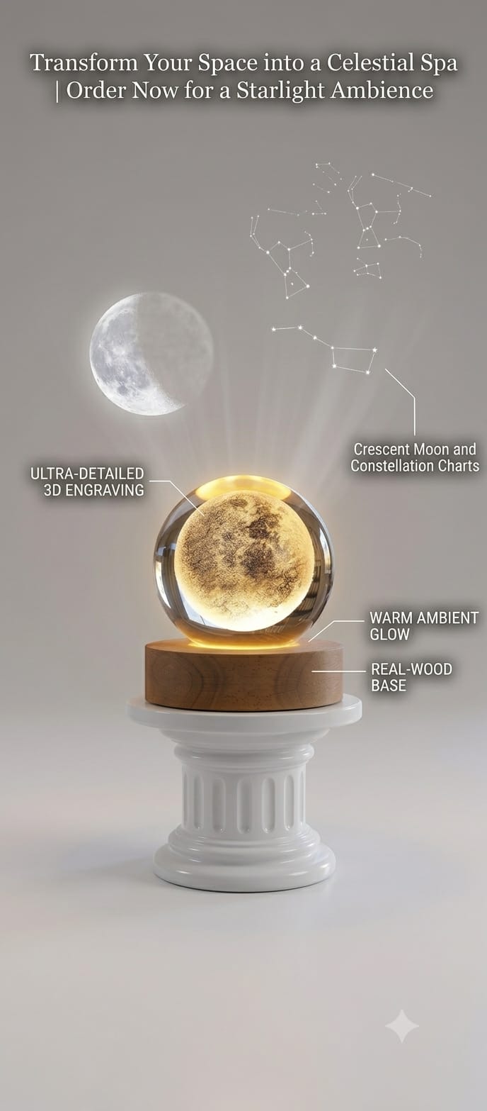 3D Crystal Ball Lamp – USB LED Night Light & Galaxy Planet Table Lamp