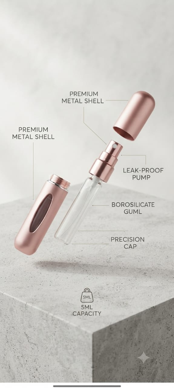 Portable Mini Perfume Atomizer – 5ml Refillable Travel Fragrance Spray Bottle . Part of 3