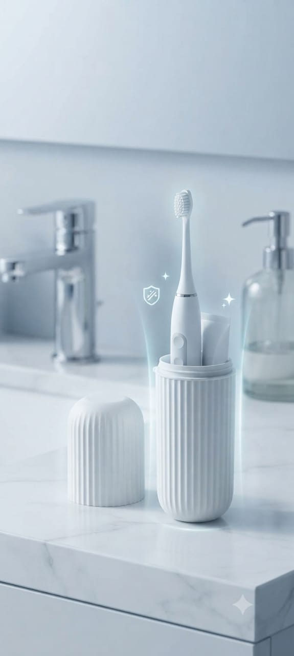 Travel Portable Toothbrush Cup – Creative Bathroom Toothpaste Holder & Toiletries Storage Case