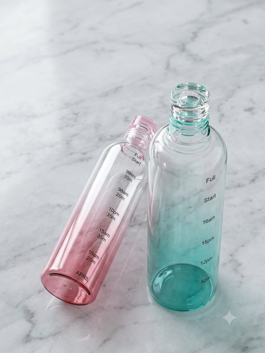 750ml Time Scale Glass Water Bottle – Portable Anti-Drop Daily Drinking Bottle