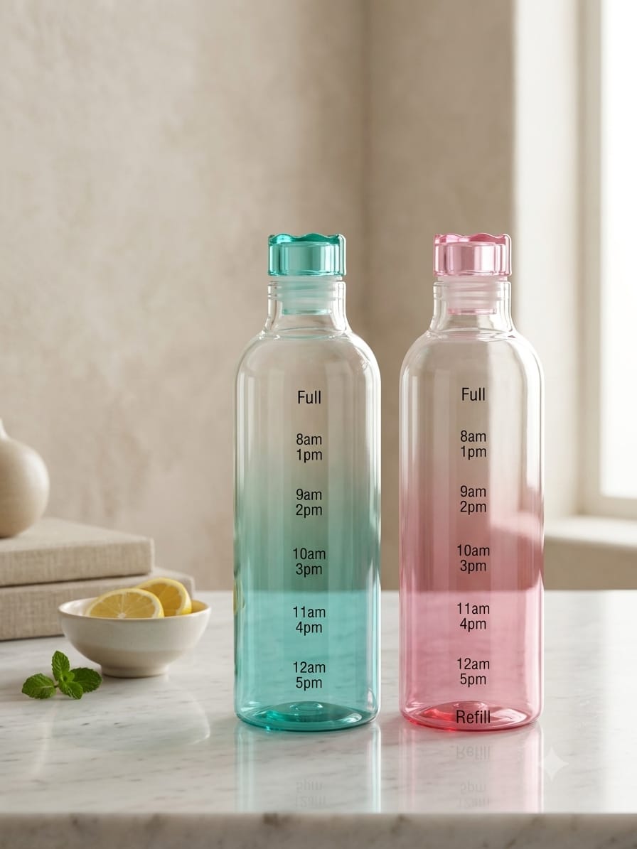 500ml Time Scale Glass Water Bottle – Portable Anti-Drop Daily Drinking Bottle