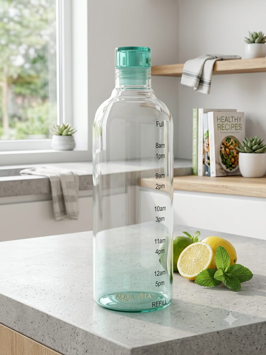 500ml Time Scale Glass Water Bottle – Portable Anti-Drop Daily Drinking Bottle