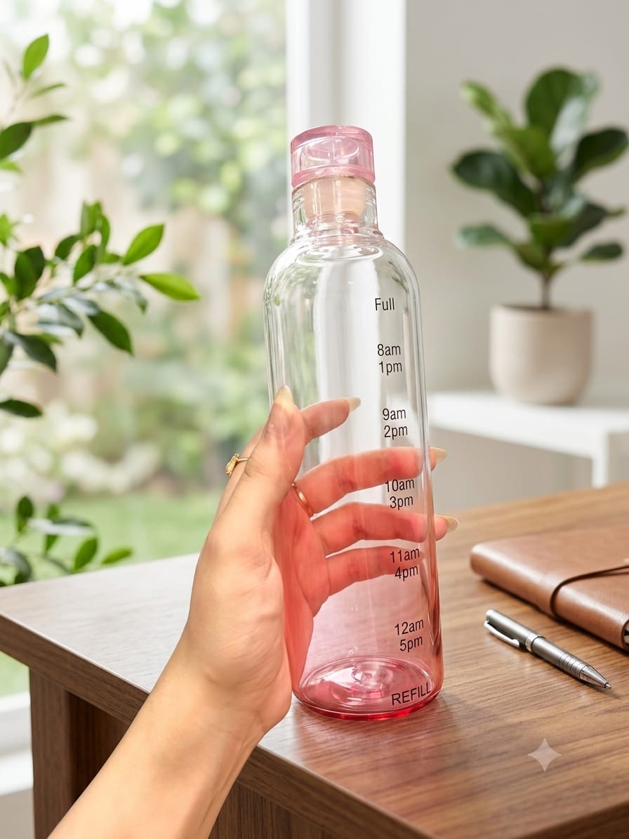 500ml Time Scale Glass Water Bottle – Portable Anti-Drop Daily Drinking Bottle