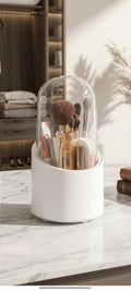 360° Rotating Dust-Proof Makeup Brush Holder & Cosmetic Organizer