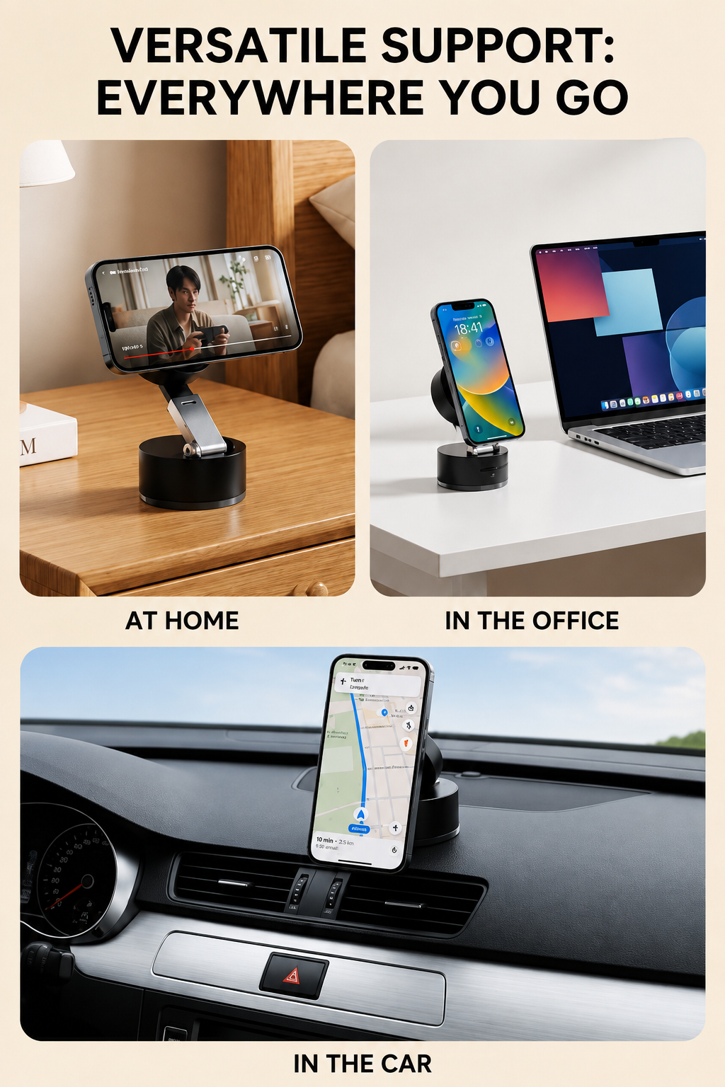 Car Windshield Magnetic Suction Phone Holder – Sleek Vacuum Mount for Car & Desktop