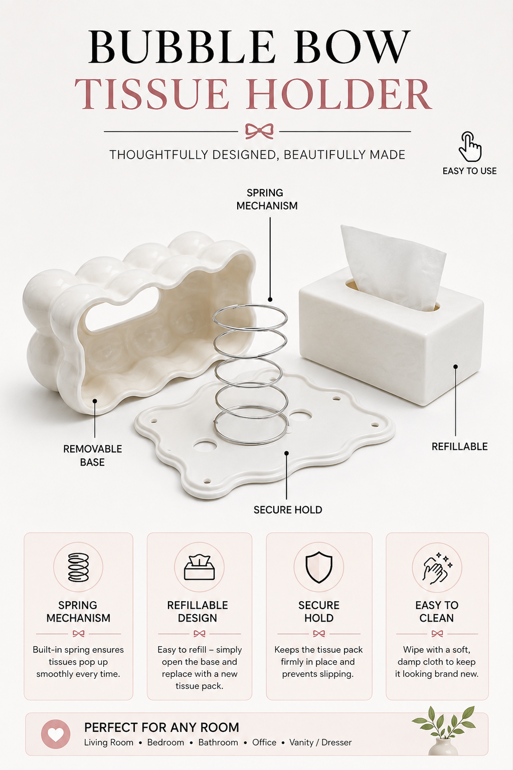 Aesthetic Bubble Ball Tissue Box Cover – Modern Geometric Facial Tissue Holder