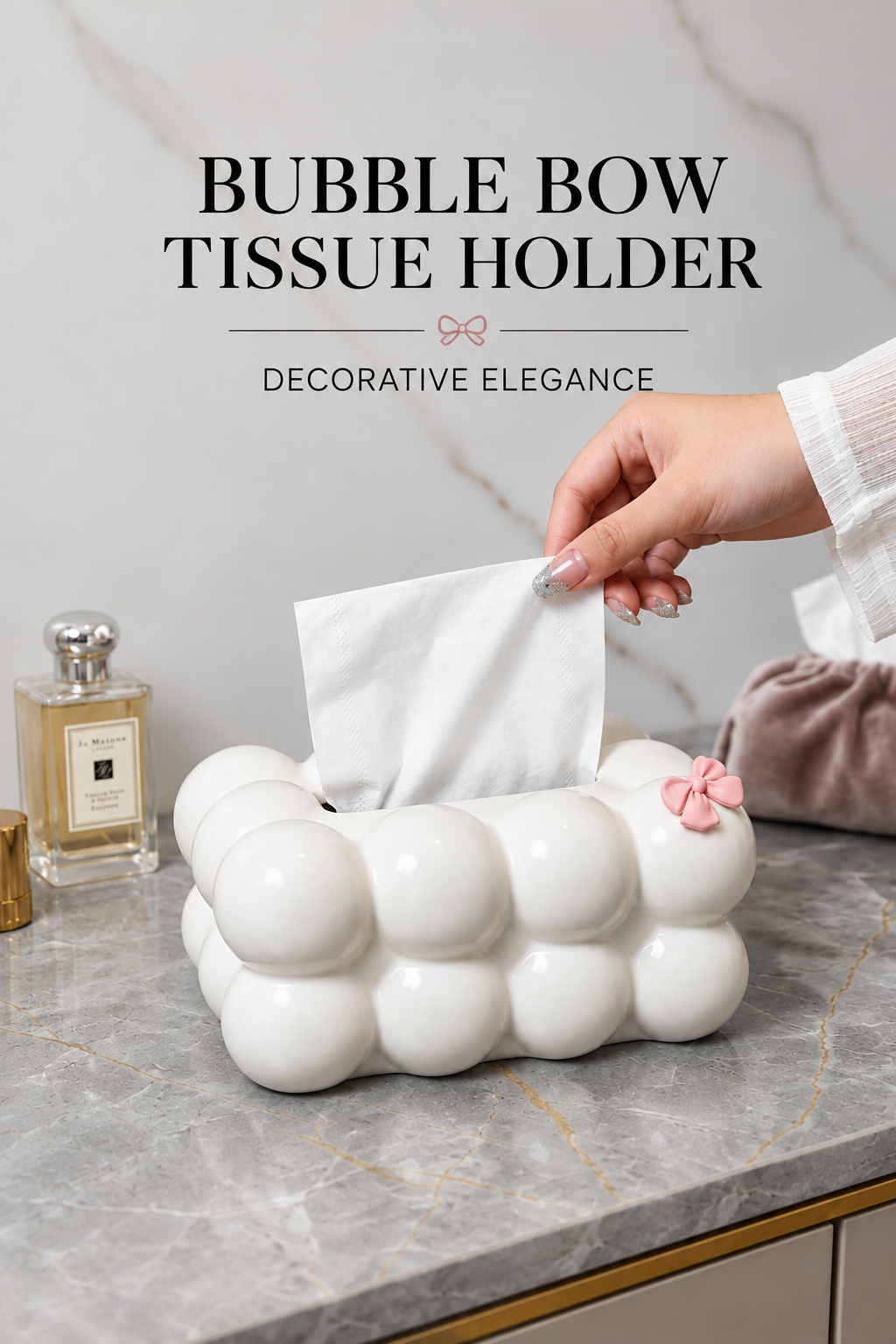 Aesthetic Bubble Ball Tissue Box Cover – Modern Geometric Facial Tissue Holder
