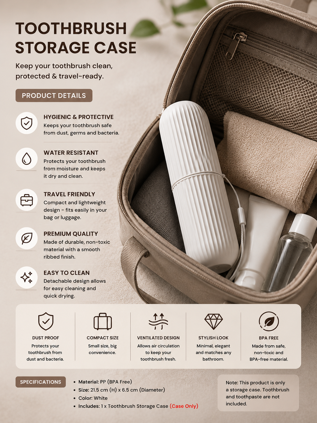 Travel Portable Toothbrush Cup – Creative Bathroom Toothpaste Holder & Toiletries Storage Case