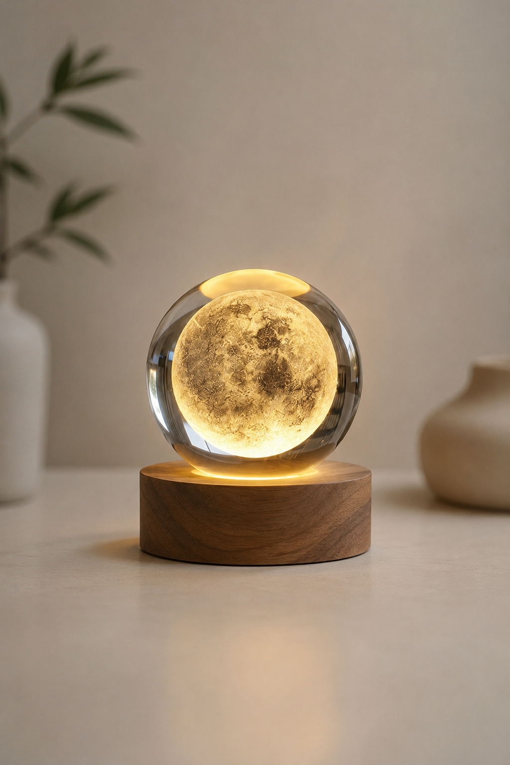 3D Crystal Ball Lamp – USB LED Night Light & Galaxy Planet Table Lamp