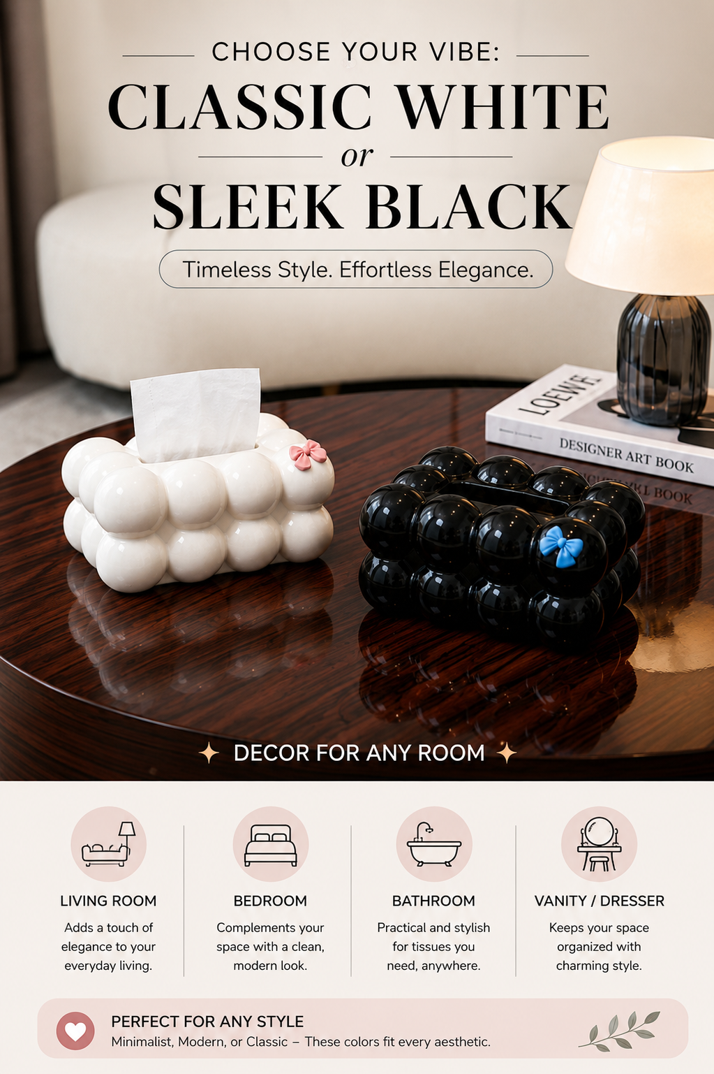 Aesthetic Bubble Ball Tissue Box Cover – Modern Geometric Facial Tissue Holder